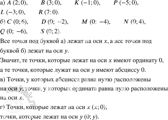 Изображение Найдите координаты точек, изображённых на рис. 3:а) А, В, К, Р, L, R;	б) С, D, М, N, Q, S.Какой общий графический признак объединяет эти точки? Как этот общий...