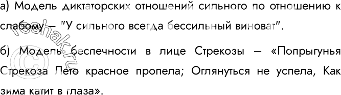Изображение 117. а) Модель каких отношений между людьми построена в басне И. А. Крылова «Волк и ягнёнок»? Приведите строки басни, подтверждающие вашу мысль.б) Модели каких...